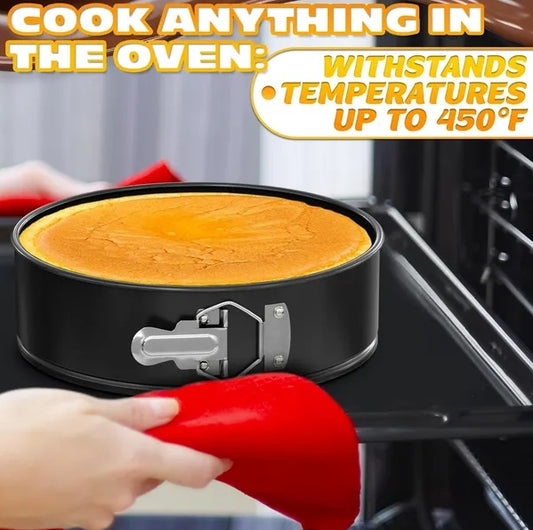 3-Piece Non-Stick Springform Cake Pan Set (4'', 7'', 9'') with 60 Parchment Papers"