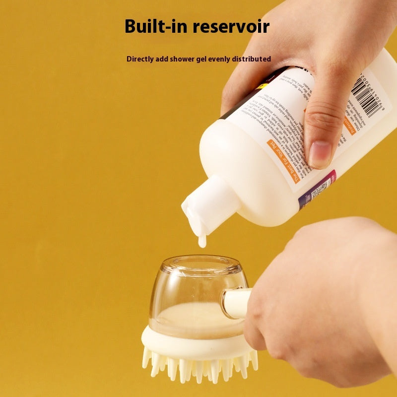 Sheila Merchandise 3 in 1 bath brush for dogs and cats with built-in reservoir for shower gel all-in-one pet grooming brush