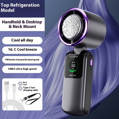 Arctic Breeze rechargeable mini fan handheld high-speed semiconductor refrigeration with neck mount and USB Type-C charging