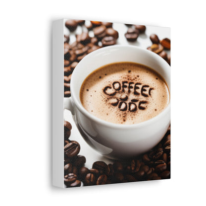 Canvas art for coffee enthusiasts featuring a cup of coffee with coffee beans