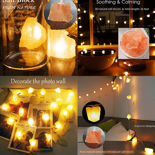 Crystal Salt Light LED Lighting Chain Himalayan Rose Salt Night Light.