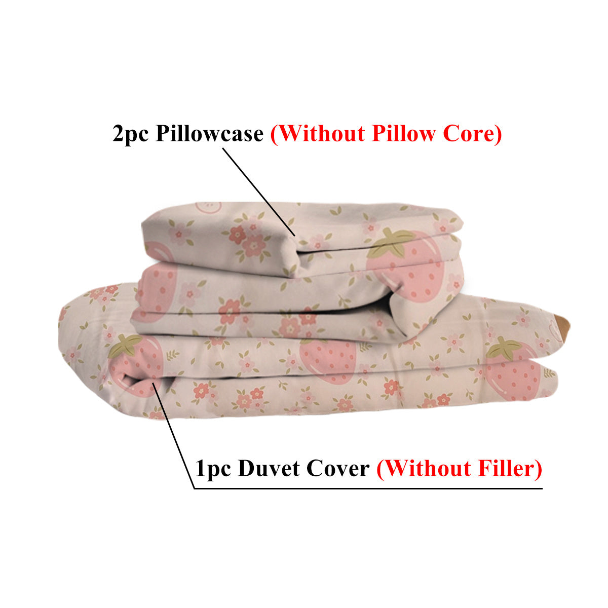 3 Piece Strawberry Duvet Cover Set Strawberry Print Bedding
