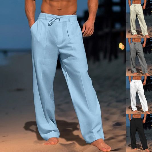 Men's Wide-Leg Drawstring Pants with Pockets