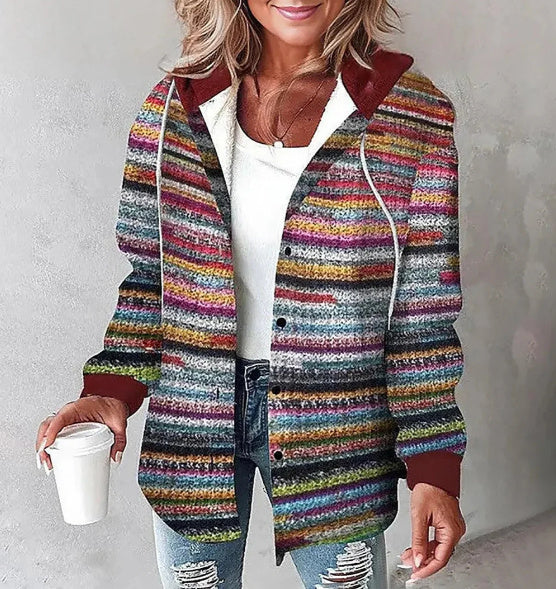 Women's Casual Plaid Hooded Coat for Autumn & Winter