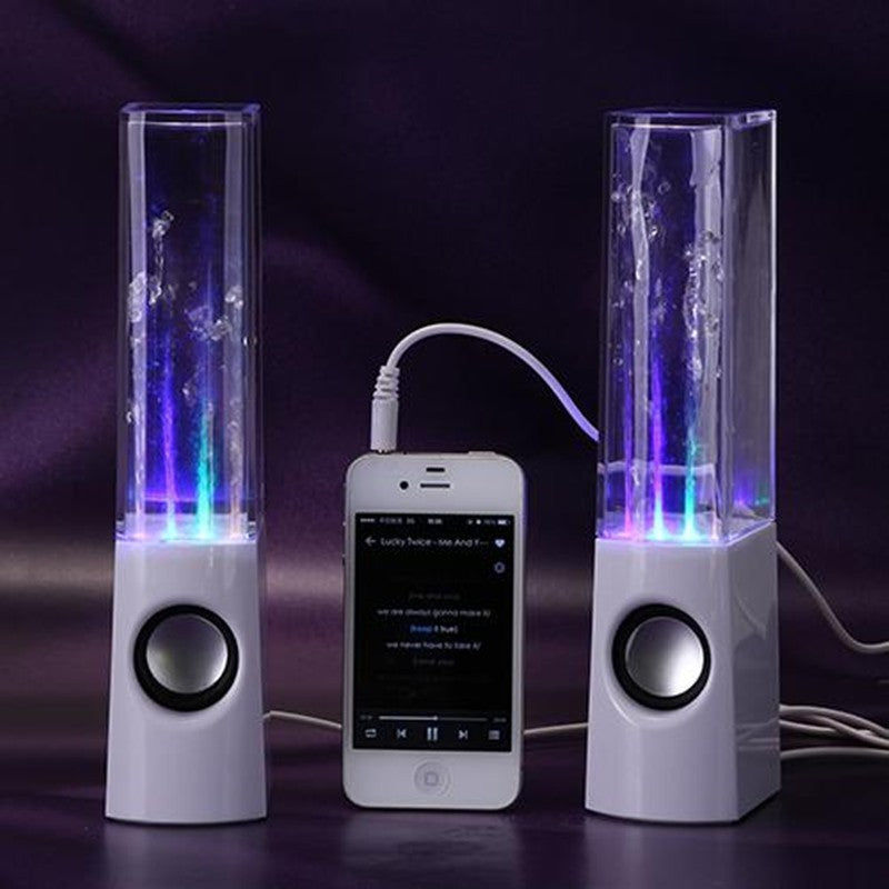 Wireless dancing water Bluetooth water speakers with lights connected to a smartphone playing music