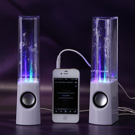 Wireless dancing water Bluetooth water speakers with lights connected to a smartphone playing music