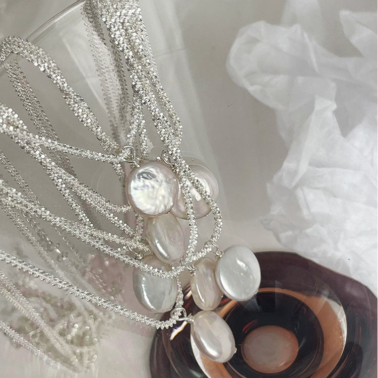 Sterling Silver Baroque Pearl Necklace - Natural Freshwater Pearl Jewelry for Women