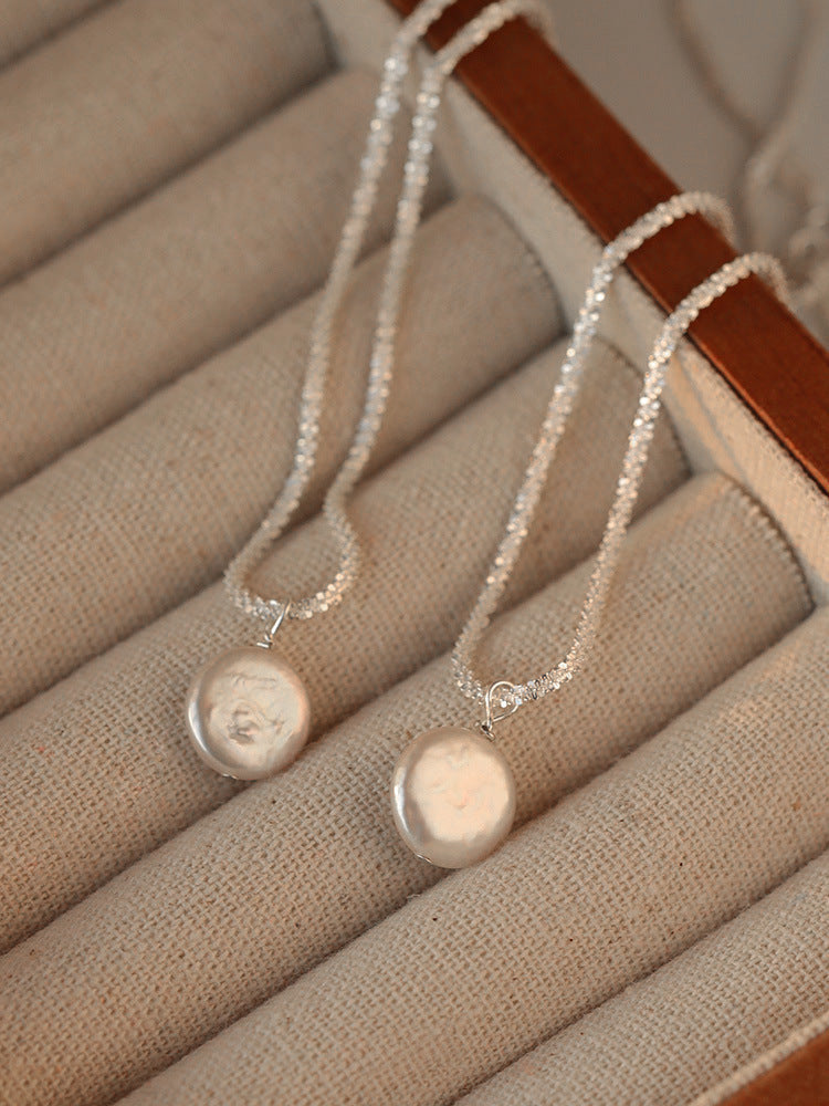 Sterling Silver Baroque Pearl Necklace - Natural Freshwater Pearl Jewelry for Women