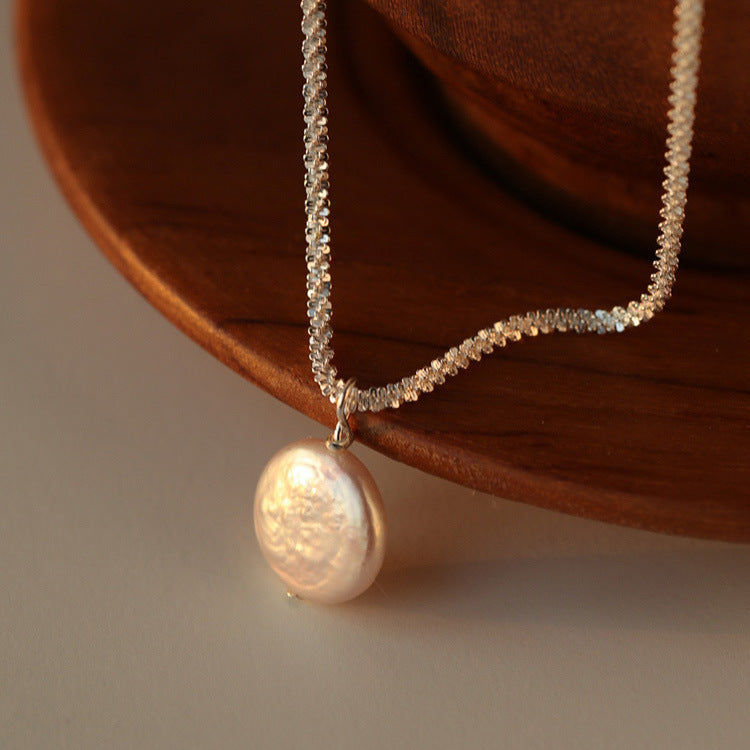 Sterling Silver Baroque Pearl Necklace - Natural Freshwater Pearl Jewelry for Women