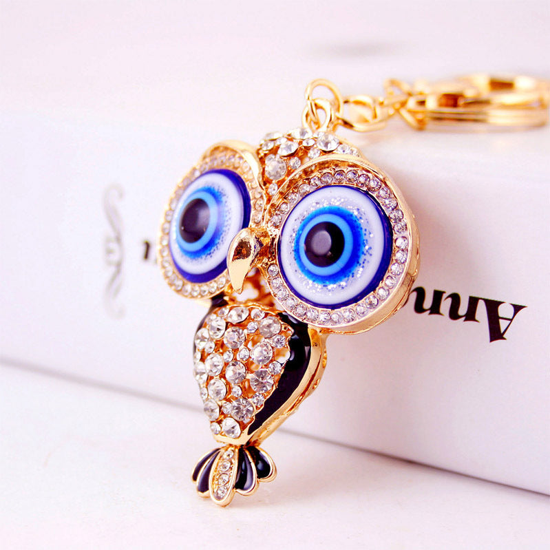 Creative Cartoon Diamond  Owl Car Keychain Pendant