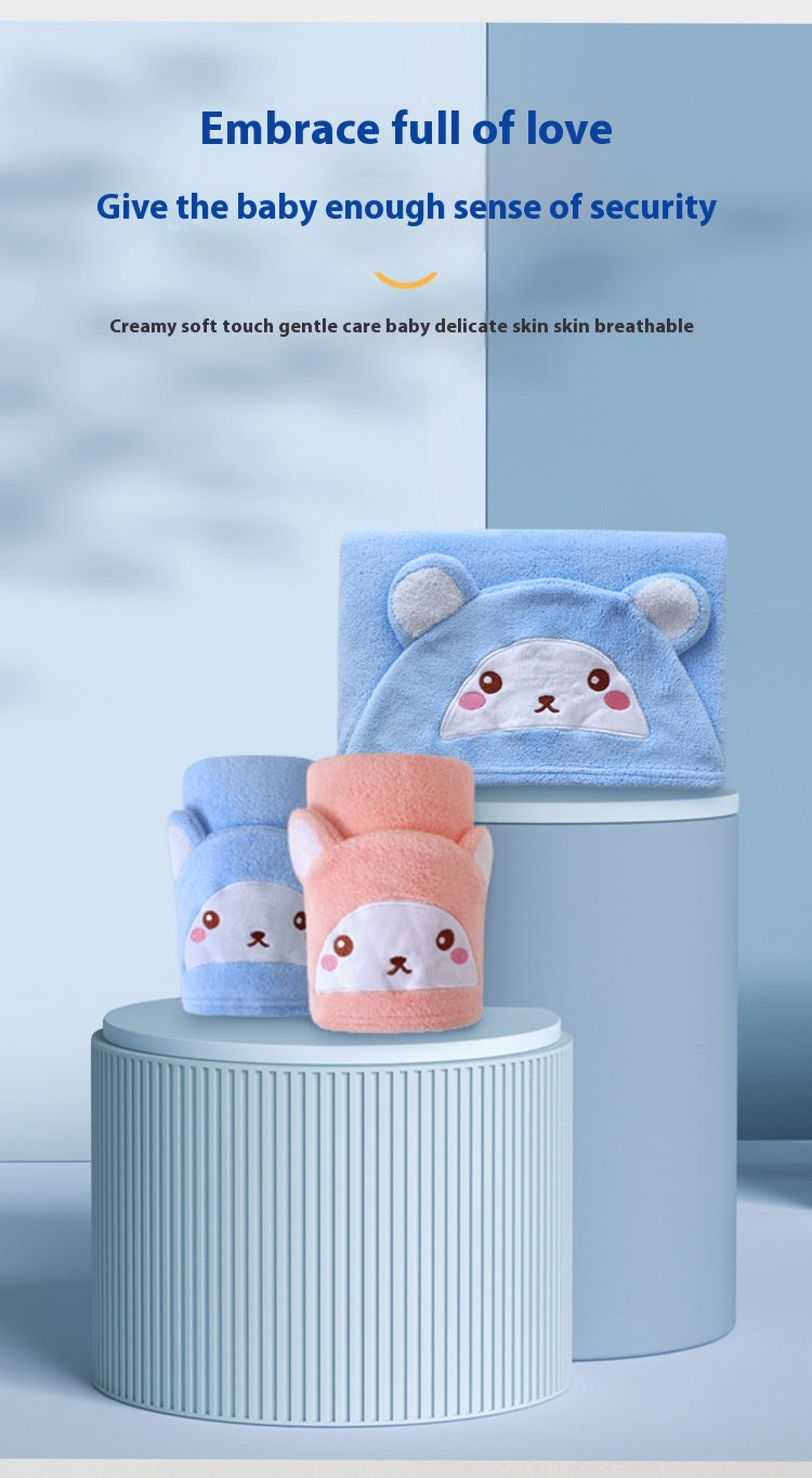 Kids' Hooded Quick-Dry Coral Fleece Bathrobe.