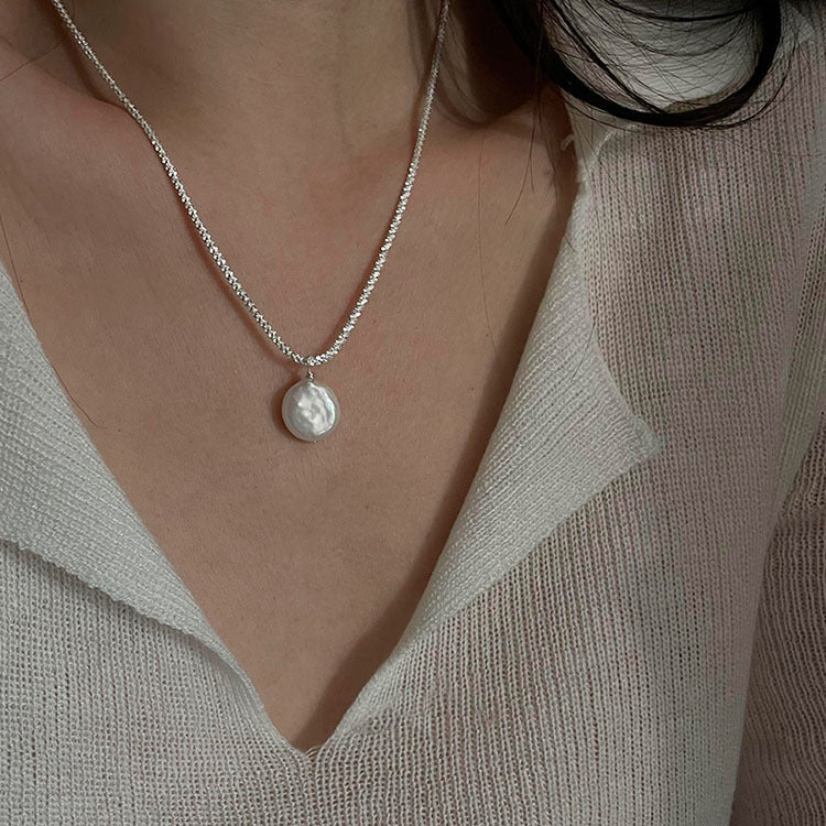 Sterling Silver Baroque Pearl Necklace - Natural Freshwater Pearl Jewelry for Women