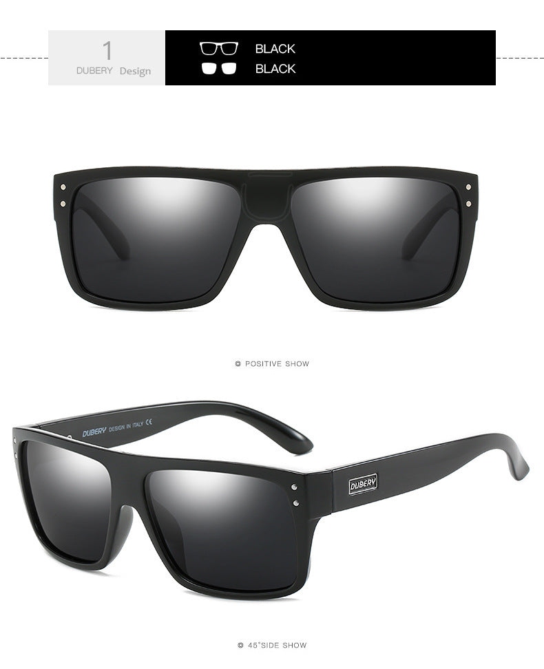 Black polarized fishing sunglasses with rectangular lenses and sturdy frame by Sheila Merchandise