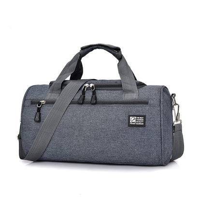 Sheila Merchandise durable sports gym bag in gray with multiple zippered compartments and adjustable shoulder strap