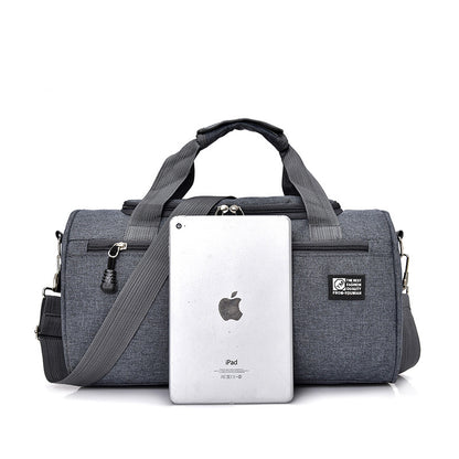 Sheila Merchandise durable sports gym bag in gray with multiple compartments and adjustable shoulder strap
