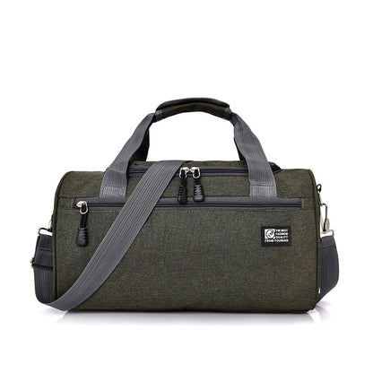 Sheila Merchandise durable sports gym bag in dark green with multiple zippered compartments and adjustable shoulder strap
