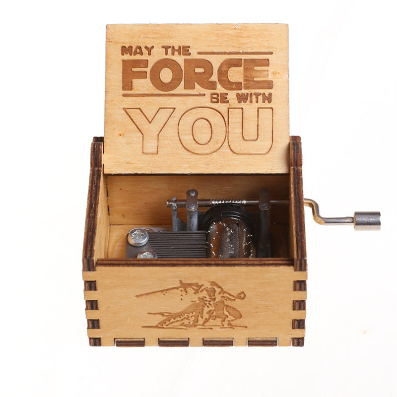 Star Wars Wooden Music Box Classically Carved Hand-cranked Wooden Music Box