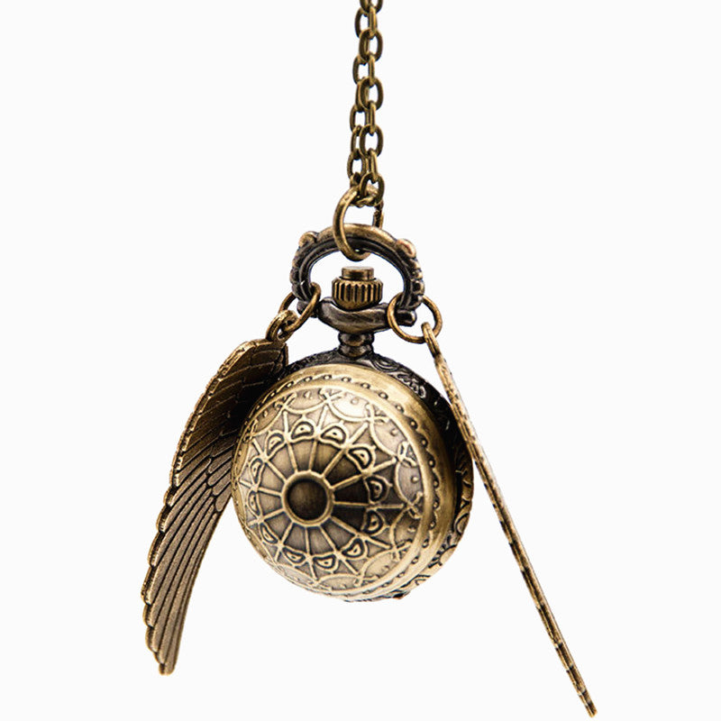 Harry Potter Golden Snitch Necklace - Quidditch Pocket Watch Pendant for Fans