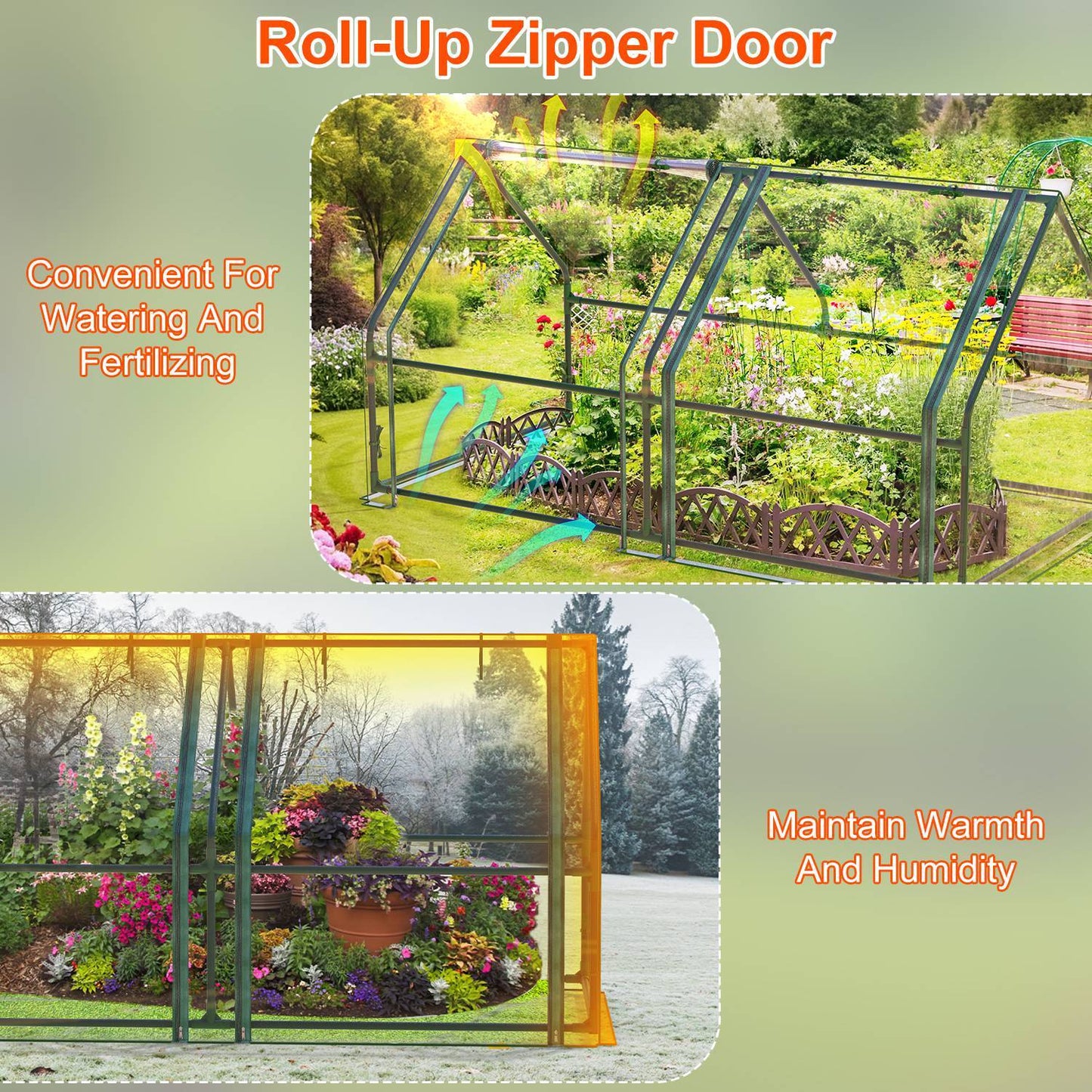 Mini greenhouse With Roll-Up Zipper Doors