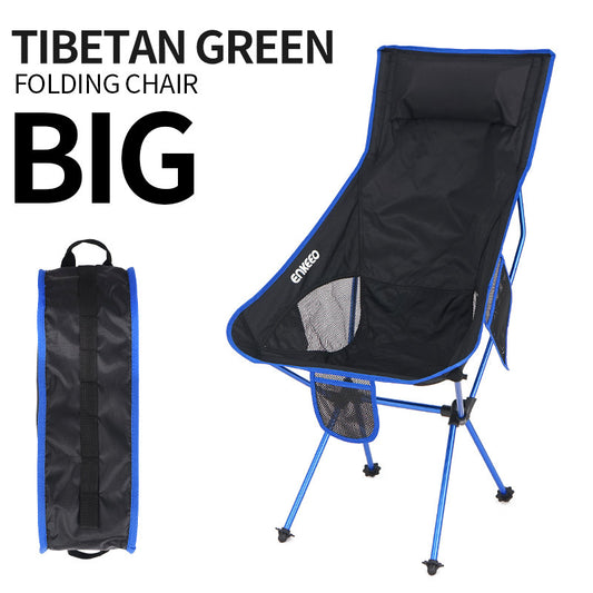 Sheila Merchandise large folding camping chair in black with blue frame and carrying bag