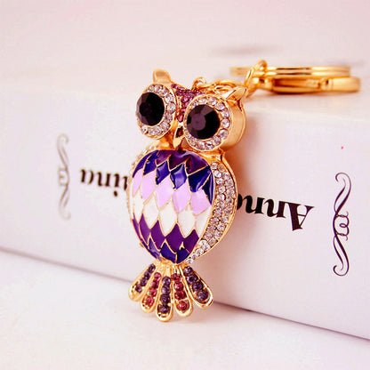 Creative Cartoon Diamond  Owl Car Keychain Pendant
