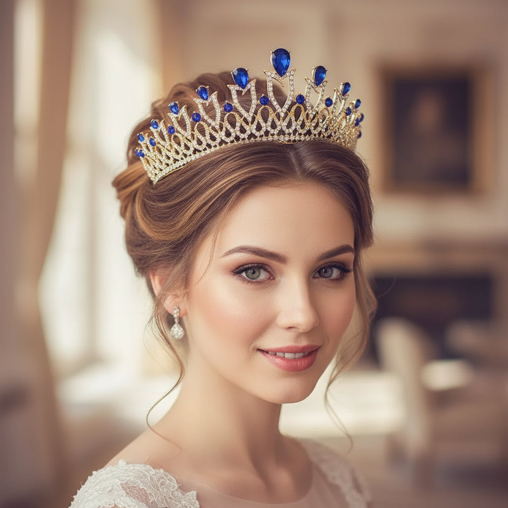 Princess Rhinestone Bridal Headdress – Korean Multicolor Wedding Crown