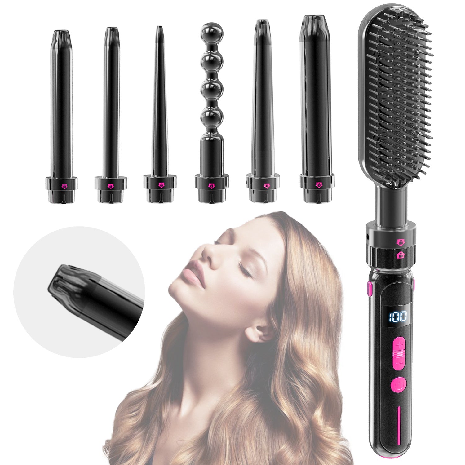 Sheila Merchandise fashionable hair styling accessory with multiple interchangeable styling heads