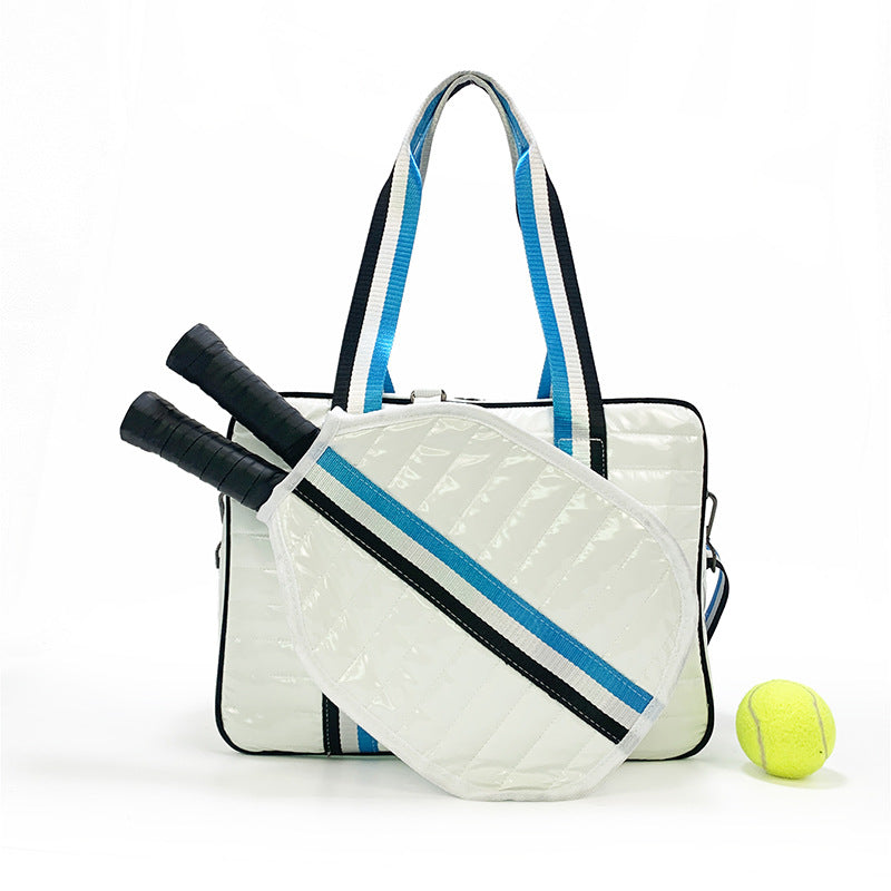 Striped outdoor neoprene travel portable fashionable tennis equipment bag with rackets and tennis ball