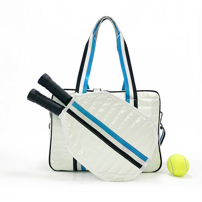Striped outdoor neoprene travel portable fashionable tennis equipment bag with rackets and tennis ball