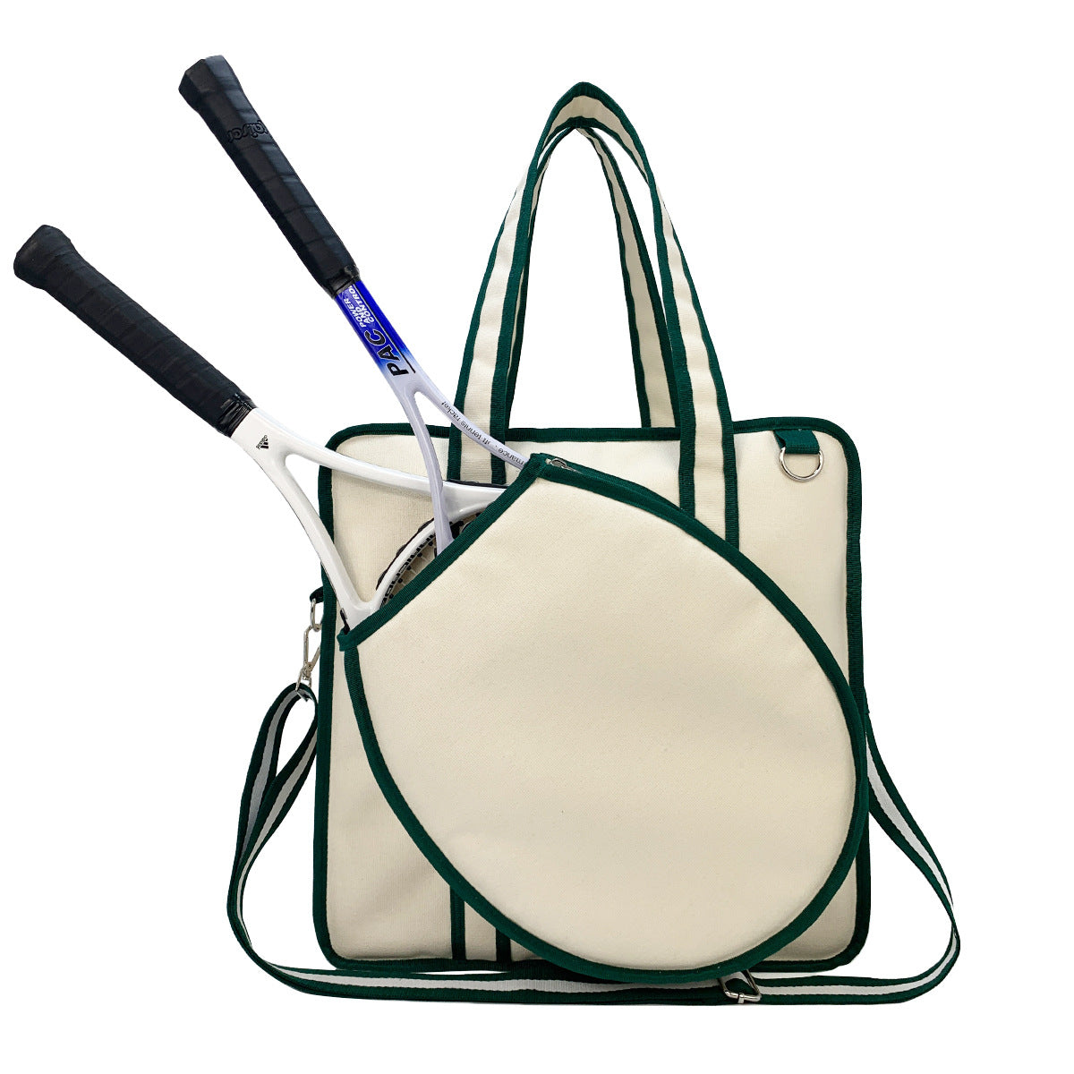 Striped outdoor neoprene travel portable fashionable tennis equipment bag holding two tennis rackets