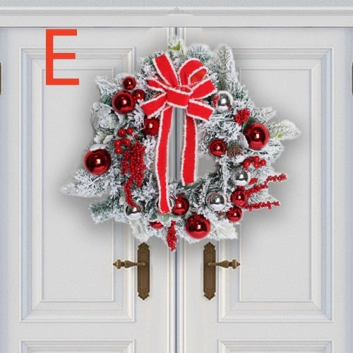 New Flocking Wreath Outdoor Decoration Door Hanging Christmas Wreath Rattan