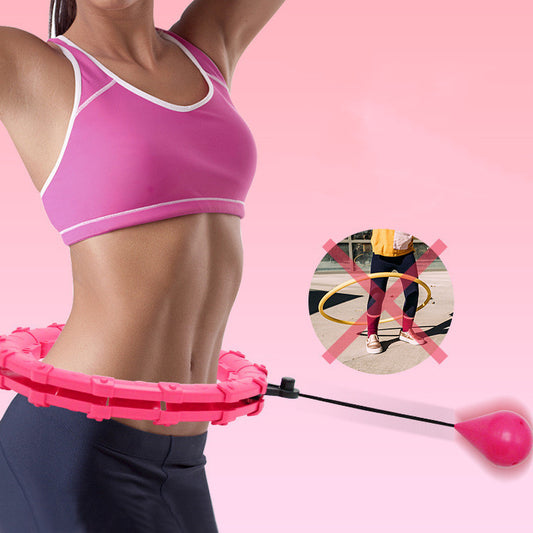 Pink adjustable fitness hoop around waist for ab workout by Sheila Merchandise with resistance ball