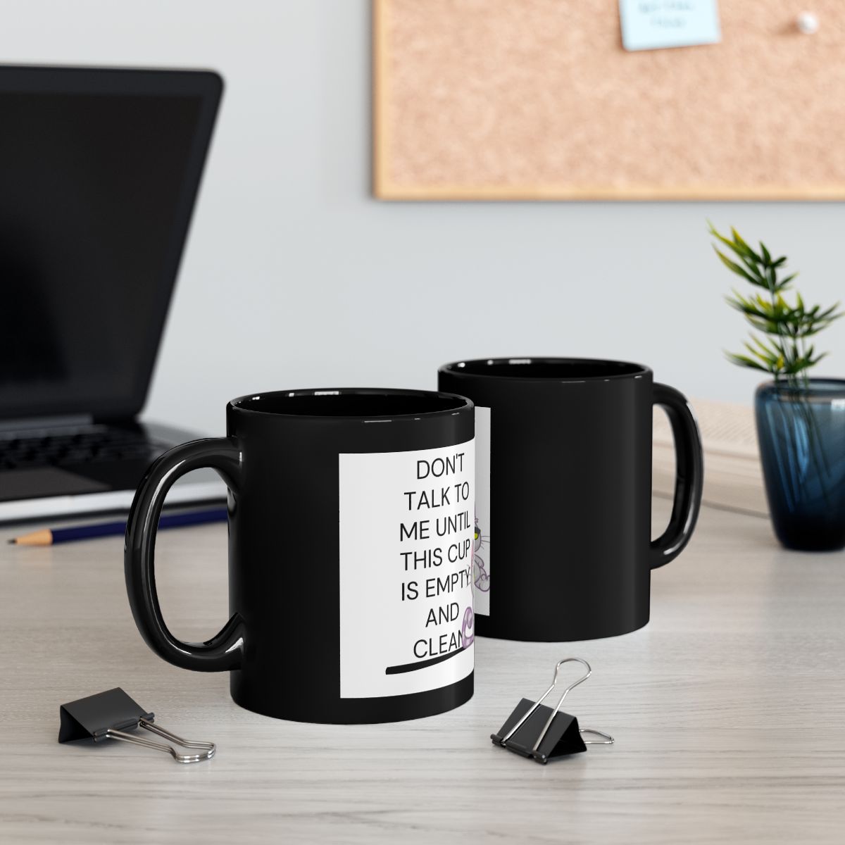 Funny Coffee Mug with a humorous quote on a black background, perfect for office use