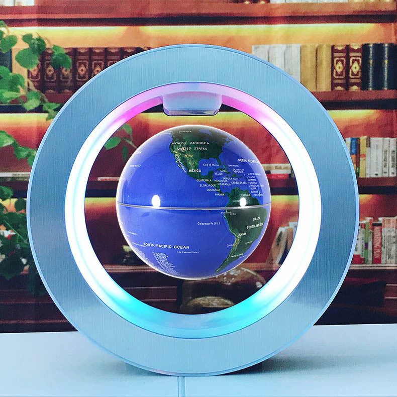 Round LED floating globe for home decor with magnetic levitation and world map design by Sheila Merchandise