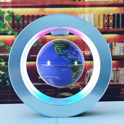Round LED floating globe for home decor with magnetic levitation and world map design by Sheila Merchandise