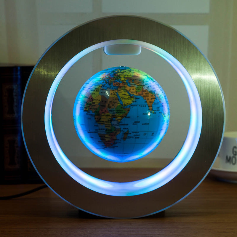 Round LED floating globe for home decor by Sheila Merchandise with world map and glowing light