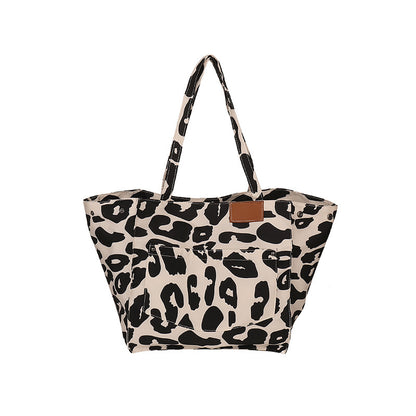 Leopard print tote bag with large capacity and long handles by Sheila Merchandise