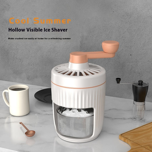 Sheila Merchandise mini slush machine for home with white and peach hollow ice shaver on kitchen counter