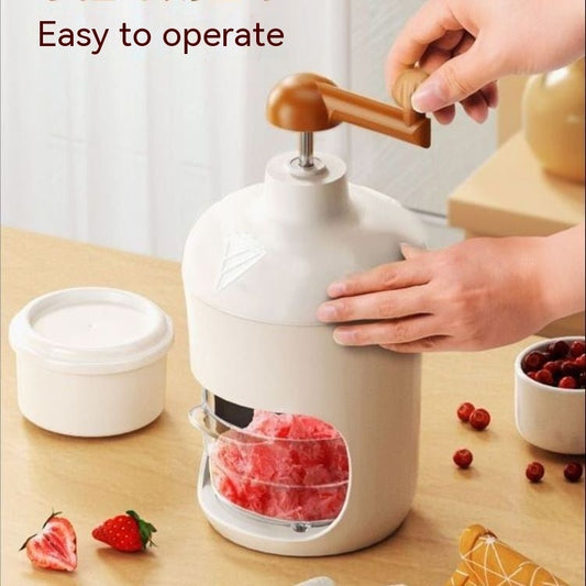 Manual ice crusher household summer snow cone machine with hand crank and clear ice container
