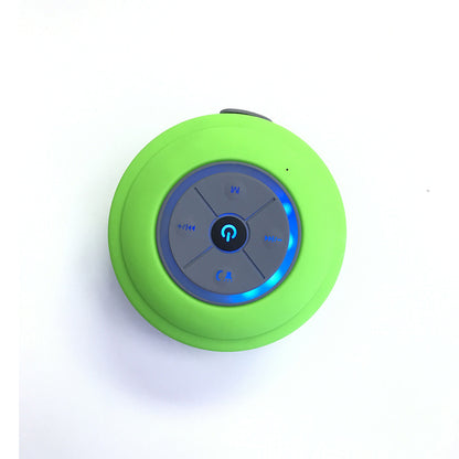 Sheila Merchandise green mini waterproof Bluetooth speaker with control buttons and blue LED light