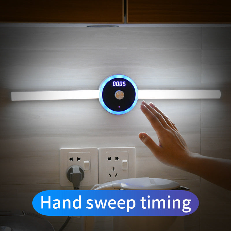 Smart cabinet light clock with motion sensor cabinet lighting and hand sweep timing feature