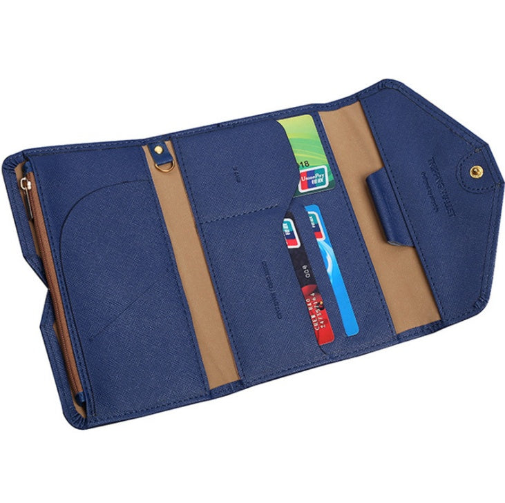 Sheila Merchandise multifunctional travel bag passport cover with multi card pocket wallet for women in blue and brown