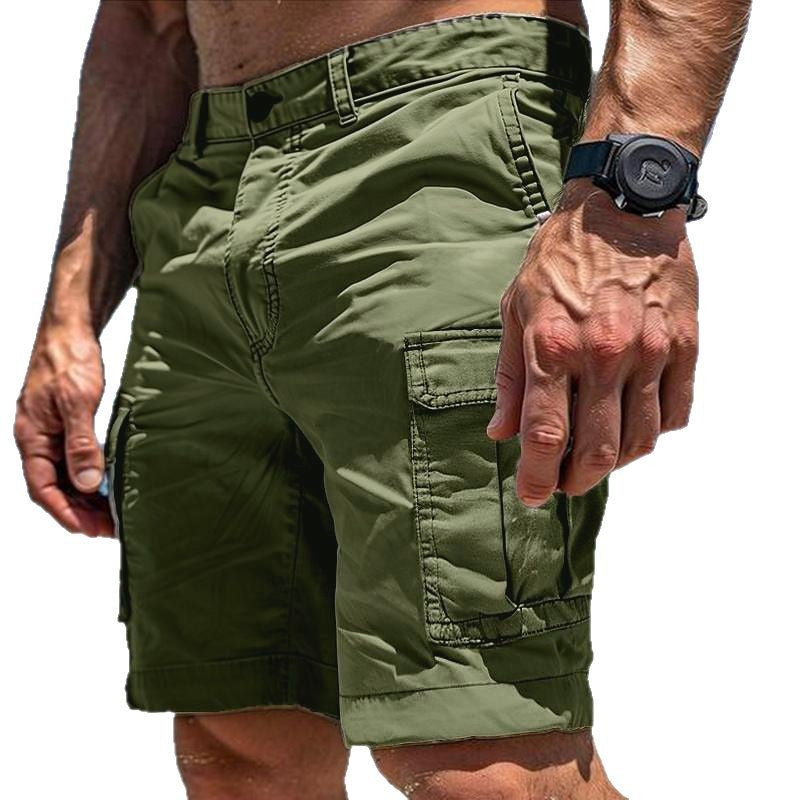 Sheila Merchandise olive green multi pocket cargo shorts for men with durable fabric and practical side pockets