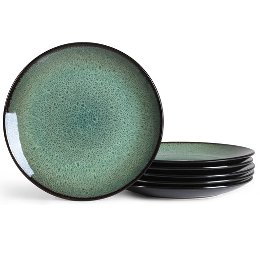 Set of 6 green textured plates microwave and oven safe new dish set by Sheila Merchandise