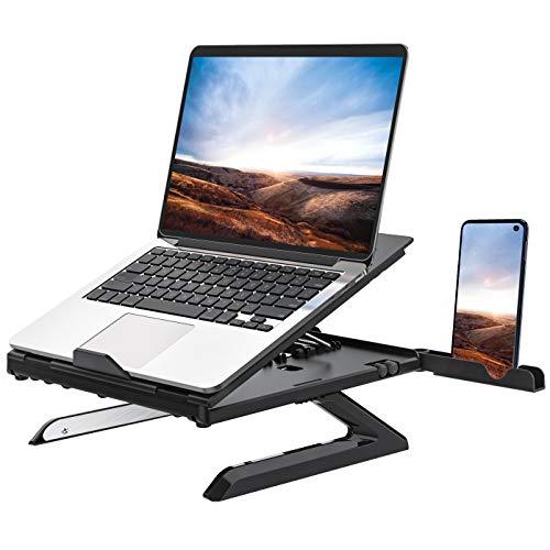 Portable laptop stand aluminum with adjustable height for ergonomic comfort and improved airflow