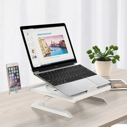 Portable laptop stand aluminum with adjustable height and sleek design for ergonomic use
