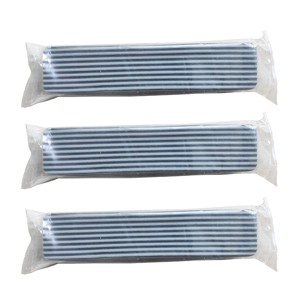 Three replacement pads for portable self-squeeze mini mop in blue and white striped design