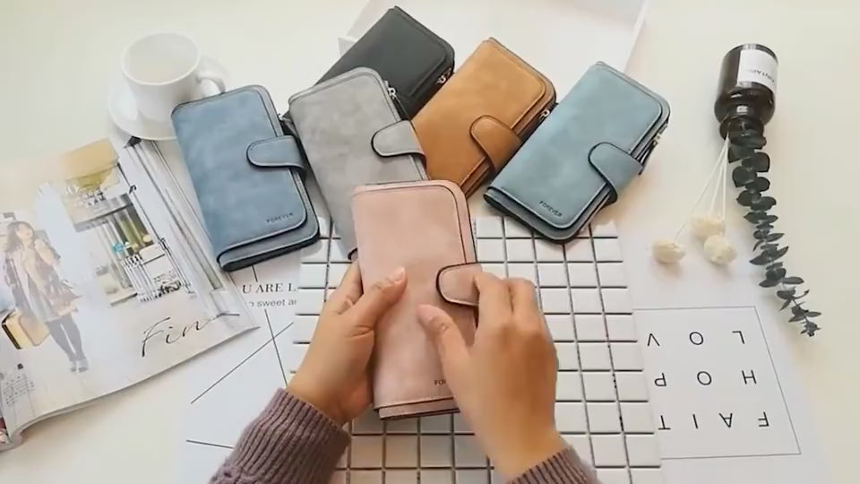 Matte PU leather multi-function wallet