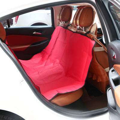 Sheila Merchandise pet seat cushion in red installed on car back seat with scratch proof back seat protector