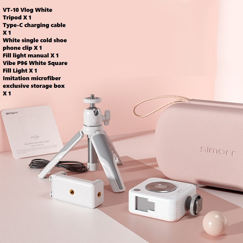 Portable desktop extension mobile phone tripod for vlogging with white fill light and storage box by Sheila Merchandise